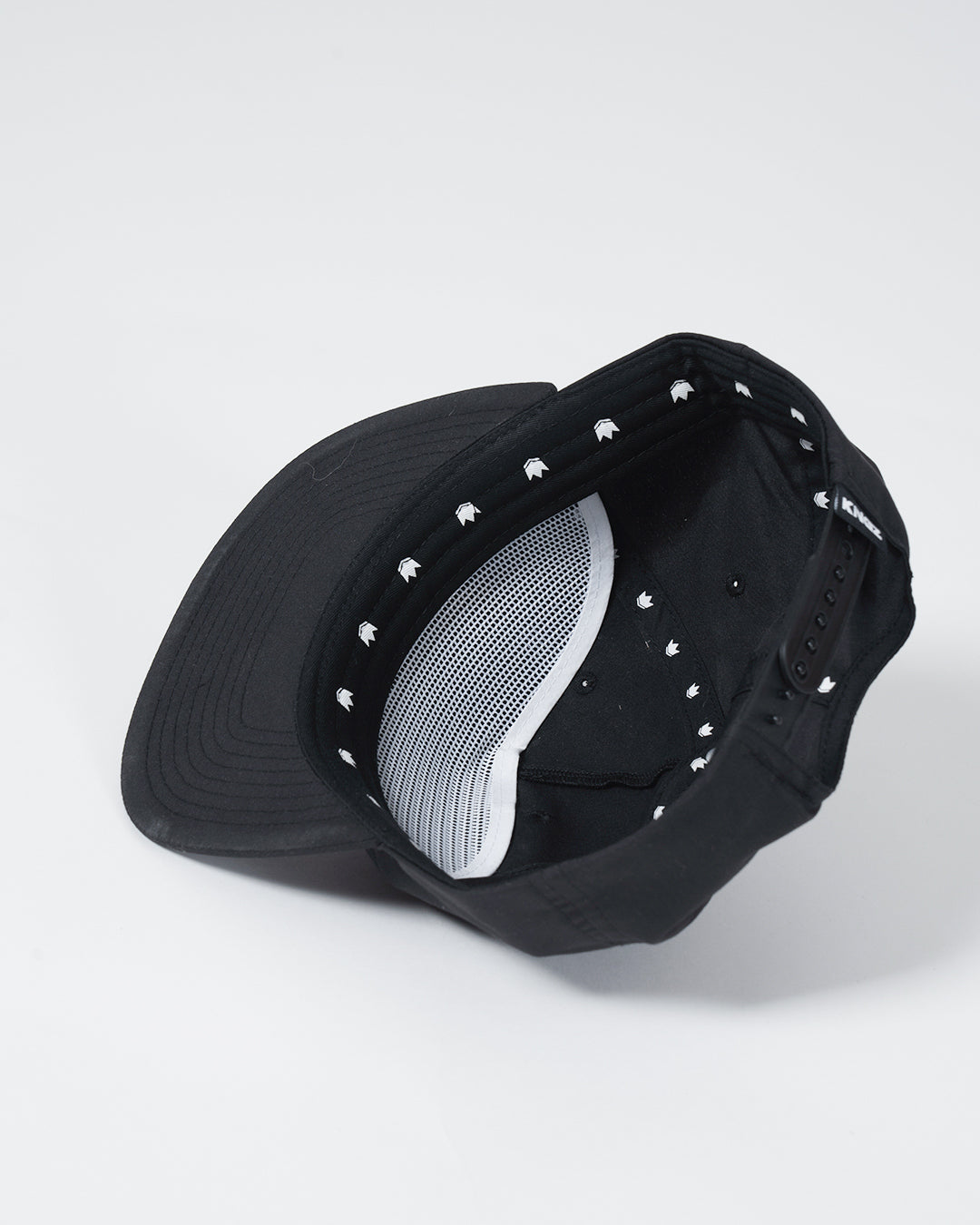 Crown Patch 5-Panel Strapback Hat - Black