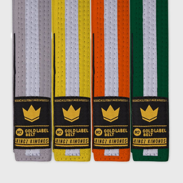 Kingz Gold Label V2 Kids Belt - White Stripe - Fighters Market