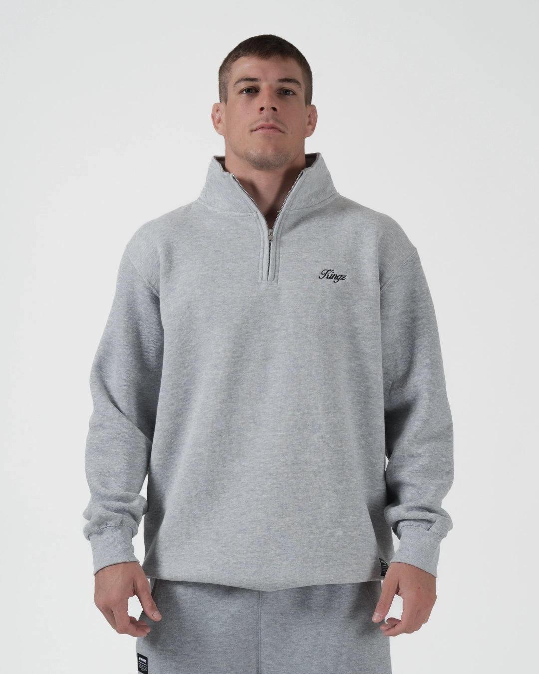 Script Quarter Zip Sweater - Gray